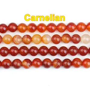 Wholesale Round Smooth Carnelian Loose Bead, Red Agate Chalcedony Beads Gemstone for Jewelry Making 4mm 6mm 8mm 10mm 12mm, 38CM