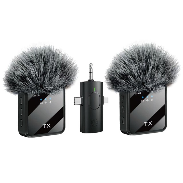 F11-2 F15 Wireless Microphone Connector 3 in 1 Hands Free Reporting Wireless Lapel Microphone for Mobile Phone Street Interview