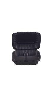 Contenitore per Pranzo Moderno in PP Nero con Coperchio, 8x8, Adatto al Microonde, con 3 Scomparti - Product Image 1