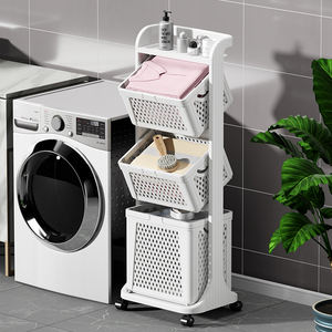 Nieuwe aanwinst: opvouwbare wasmand van kunststof, wasmand op wielen, badkamerorganizer, wasmand met opvouwbaar ontwerp - Product Image 3