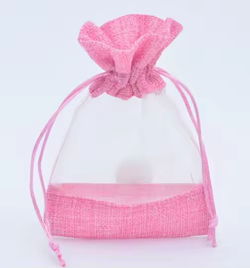 Sacs à cordon portables, mini pochettes en organza pour bijoux, bonbons, fruits, motif tendance, type lettre - Product Image 4