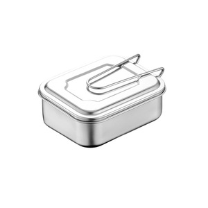 Stainless Steel <b>Lunch</b> <b>Box</b> Square Shape With Handles For Students Office Workers Canteen Meals - Product Image 2