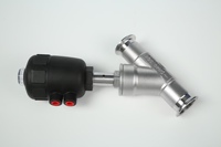 Vanne pneumatique à siège incliné en Y, raccord Tri-Clamp DN40 PN16 pour applications alimentaires, boissons et pharmaceutiques, contrôle de vapeur et de liquides