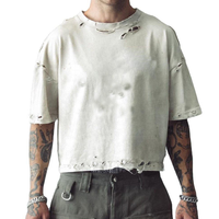 T-shirt Homme Streetwear Vintage Délavé, Coupe Boxy Courte et Oversize, Effet Usé, Vente en Gros Fabricant