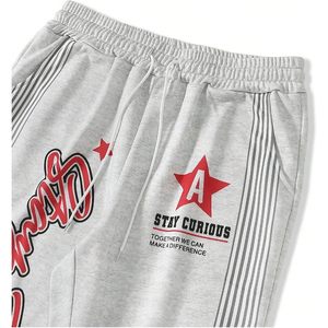 FOXA Men's Graphic Print Flared Leg Sweatpants Striped Drawstring <b>Bell</b> Bottom Pants - Product Image 5