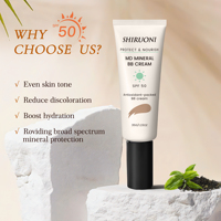 BB Cream Mineral Non-Minyak SPF 50 Zinc Oxide Tinted Coverage, Warna Kulit Merata, Grosir Partai Besar, Label Pribadi