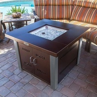 38 pouces (environ) Table de foyer extérieur au propane de 96,5 cm avec foyer transparent et finition bicolore