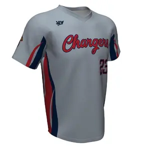 OEM定制棒球衫，队名球员姓名和编号100% 聚酯透气可拉伸棒球制服