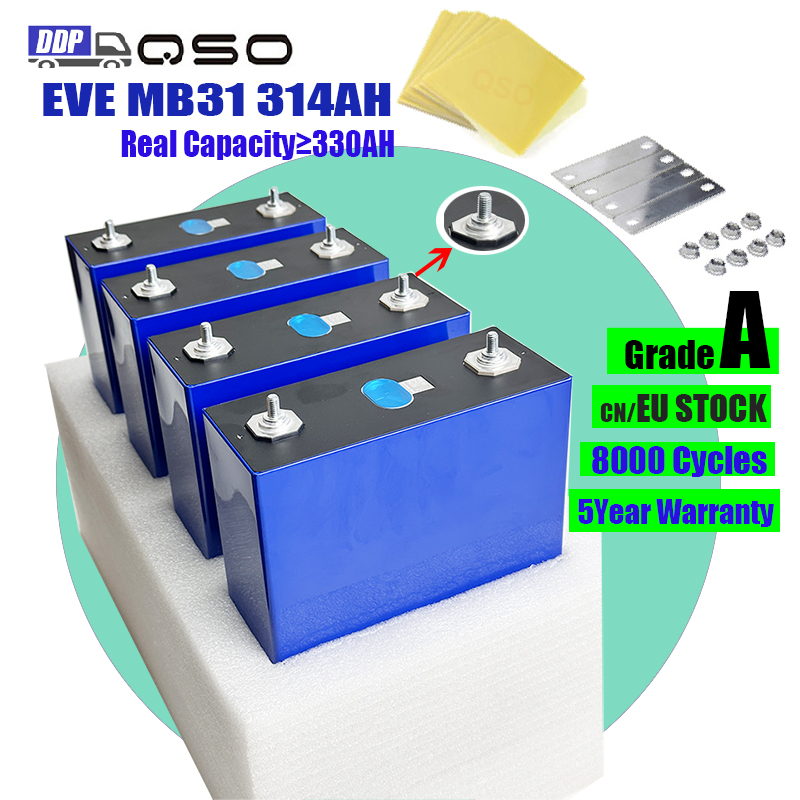QSO Eu Stock Lifepo4 EVE Mb31 314Ah Evemb31 Европейский склад 330Ah 330 340 314 Ah 314Ah литиевая батарея Hektary Offgrid Poland