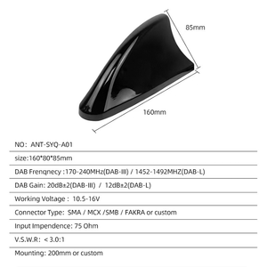 <span class=keywords><strong>Antenne</strong></span> d'autoradio à polarisation verticale à aileron de requin réglable pour tous les modèles - Product Image 2