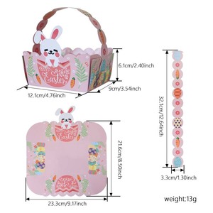 Caja de Regalo Portátil de Pascua con Forma de Conejo y Pollito, Creativa, Azul, Ecológica, con Forro de Esponja, Papel Resistente, Materiales Reciclados, Dulces - Product Image 3