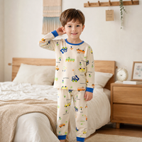 Vente en gros de pyjamas pour enfants en coton à manches longues avec motif de dessin animé, ensemble deux pièces, vêtements de nuit, approvisionnement ODM
