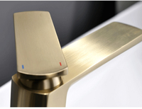 Robinet de lavabo haut de gamme STOCCO en laiton massif, finition or brossé, mitigeur monocommande avec cartouche céramique, idéal pour villas et propriétés de prestige