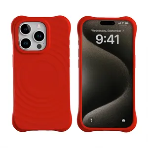 Shockproof Soft Liquid Silicone IPhone 15 Plus Case Magnetic Wireless Charging Mobile Phone Cases For Series