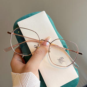 Qianai Monturas de gafas geométricas de metal para mujer, montura octogonal completa, anti UV y anti luz azul, tendencia de moda R4 69053 - Product Image 2