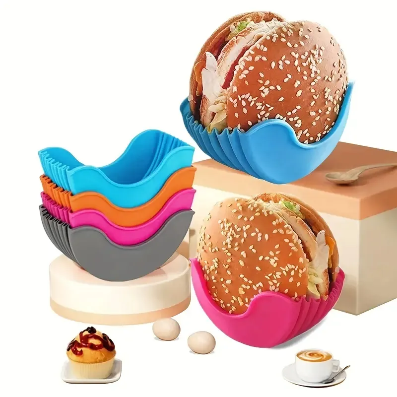 Pemegang Hamburger silikon kelas makanan dapat dipakai ulang, pemegang Burger keju silikon untuk makan