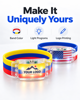 Bracelet LED en silicone personnalisé avec logo imprimé multicolore, programmes lumineux, pour événements, fêtes, promotion