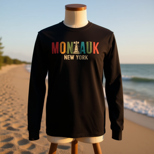 T-shirt a maniche lunghe Montauk New York dal design vintage - Product Image 1
