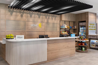 Banquette rembourrée Home2 Suites PA 150, mobilier sur mesure pour hôtels et espaces publics, fabricant de sièges pour banques.