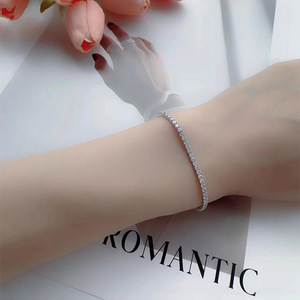Kisvi S925 Sterling Silver Gelang Berlian Kim Cương Tennis Vòng Đeo Tay - Product Image 2