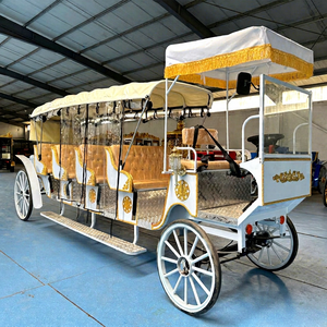 Charrette de mariage style calèche, chariot rétro à roues pour visites de parcs, véhicule à traction à vendre - Product Image 1