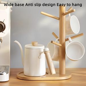 Bamboo Cup Holder With <b>Tray</b> Oval Desktop Hanging Drainer For Mug Water Bottle <b>Storage</b> Rack - Product Image 2