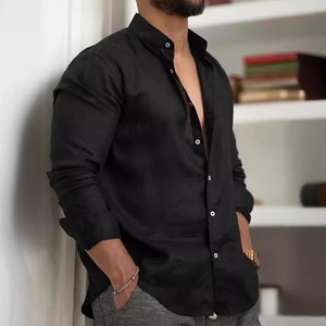 Ohsisa 2025 <span class=keywords><strong>uomo</strong></span> Casual <span class=keywords><strong>camicia</strong></span> di cotone e <span class=keywords><strong>lino</strong></span> tinta unita per il tempo libero in autunno popolare in europa e America giovani focalizzati - Product Image 5