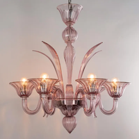 Lustre LED en verre de Murano soufflé à la main de couleur violette, taille moyenne