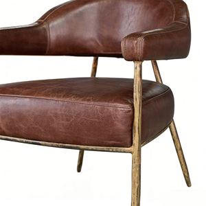 <span class=keywords><strong>Chaise</strong></span> <span class=keywords><strong>de</strong></span> <span class=keywords><strong>bar</strong></span> d'appoint luxueuse en cuir véritable marron avec structure en fer forgé, nouveau design pour les cafés haut <span class=keywords><strong>de</strong></span> gamme et les bars contemporains - Product Image 4