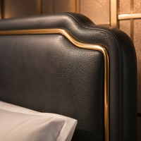 Ensemble de meubles de chambre d'hôtel économique et durable, avec tête de lit intégrée en placage de bois moderne, personnalisable OEM/ODM, pour lit King Size
