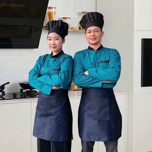 Uniforme de Chef à Prix d'Usine, Manches Longues, Blanc avec Bordure Noire, Durable, Facile d'Entretien, Vêtements pour le Personnel de Cuisine, la Restauration et la Boulangerie - Product Image 4
