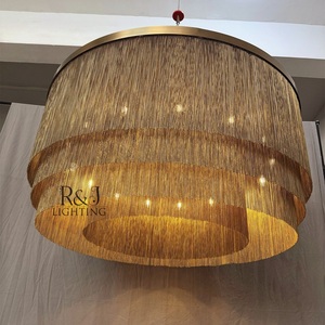 Diametro 60 90cm nappa rotonda antico rame rame luce a sospensione per interni lampadario illuminazione a soffitto nero - Product Image 5