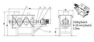 Mélangeur à vis horizontal pour pâte adhésive, peinture à l'effet pierre, poudre minérale et colle en poudre sèche - Product Image 3