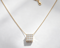 Collier pendentif cube en or jaune massif 18 carats avec diamant de laboratoire 3 carats, collection Héritage, bijoux fins d'investissement, chef-d'œuvre d'atelier