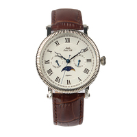 Montre-bracelet Fournisseur Hommes femmes Analogique phase de lune Quartz Montre-bracelet Élégance Montres Acier inoxydable OEM & ODM Bracelet en cuir