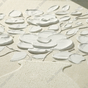 Quadro 3D in Gesso Naturale con Texture Uniforme ad Alta Densità, Bouquet e Vaso, Decorazione Murale per la Casa - Product Image 4