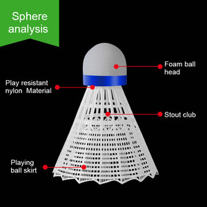Volant de <span class=keywords><strong>badminton</strong></span> en nylon, plume et mousse avec tête en liège, durable et économique, pour l'entraînement scolaire et sportif des étudiants, vente en gros - Product Image 4