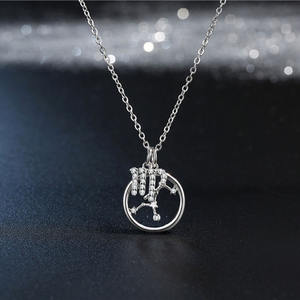 Collar de Plata de Ley S925 Simple y Elegante con Signo del Zodiaco y Número, Libra - Product Image 4