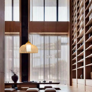 <b>Modern</b> AC-Powered Pendant <b>Light</b> Crystal Bamboo Weaving Switch Control Restaurant <b>Kitchen</b> Hotel Lighting Rattan Material Bulb - Product Image 3