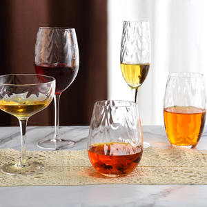 Verre à vin rouge personnalisé à long pied, en cristal transparent soufflé à la main, texture ondulée, écologique et moderne, compatible <span class=keywords><strong>lave</strong></span>-<span class=keywords><strong>vaisselle</strong></span>, Samyo - Product Image 2