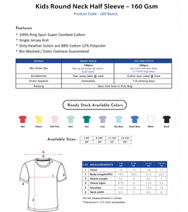 Camiseta cómoda de manga corta con cuello redondo para niños, tejido ligero, suave y transpirable de 160 g/m² para uso diario - Product Image 6