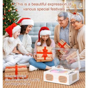 MANGOSTAN Design de bureau rétro Lecteur CD/DVD/VCD portable Double haut-parleurs HiFi Batterie rechargeable pour connectivité Bluetooth - Product Image 4