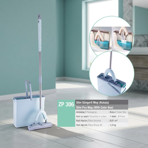 Turquoise Microfiber PVA <b>Mop</b> 8L Portable PP Plastic <b>Bucket</b> European Style Color-Boxed Design Indoor/Outdoor Use Multipurpose - Product Image 3