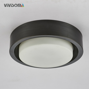 <span class=keywords><strong>Plafonnier</strong></span> LED <span class=keywords><strong>rond</strong></span> en cuivre noir CM38050, 36W, abat-jour en verre, style européen moderne pour salon, chambre, bureau - Product Image 1