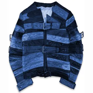 DIZNEW fabricante projeta moda roupas 2023 jaqueta de couro para homens patchwork logotipo personalizado jaqueta