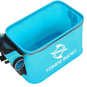 Seau à poisson pliable pliable conteneur de poisson vivant multi-fonctionnel leurres vivants seau extérieur EVA boîte de pêche 12L 3 gallons - Product Image 3