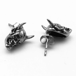 Pendientes con forma de cabeza de diablo de yunnique, diseño geométrico de acero de titanio, a la moda para hombres y mujeres - Product Image 4