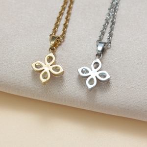 Custom Women's 18K Zircon Clavicle Chain Stainless Steel <b>Light</b> Luxury High Class Four <b>Leaf</b> Pendant Necklace Fashion Jewelry - Product Image 4