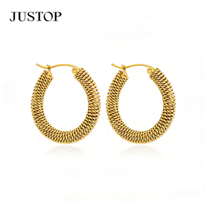 Pendientes de moda tipo argolla, OEM/OEM, impermeables, de acero inoxidable, chapados en oro, hipoalergénicos, proveedor de joyería de moda. - Product Image 6