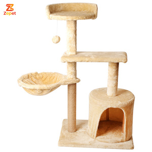 Tour pour chat en <span class=keywords><strong>bois</strong></span> de sisal naturel <span class=keywords><strong>avec</strong></span> griffoir et condo, jouet en peluche pour animaux de compagnie, prix de gros EUR, à prix abordable - Product Image 1